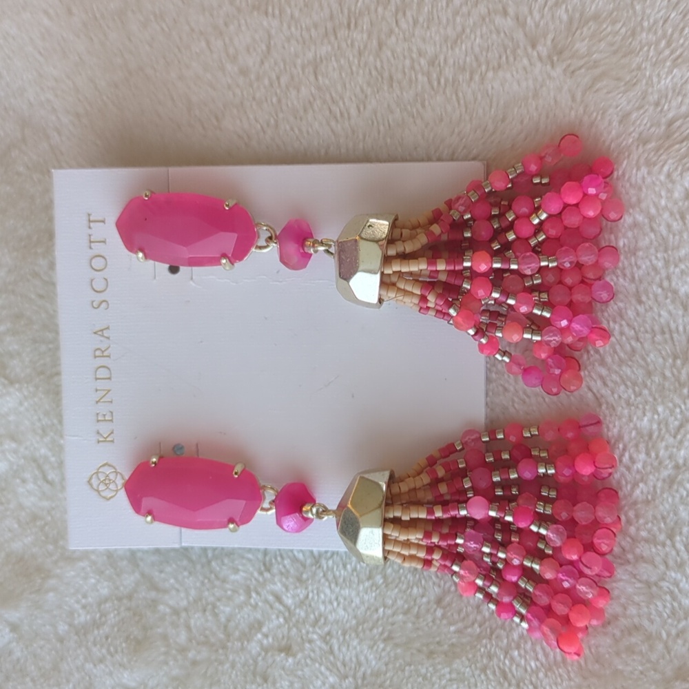 Kendra Scott Jewelry Kendra Scott Pink Dove Beaded Tassel Statement Earrings